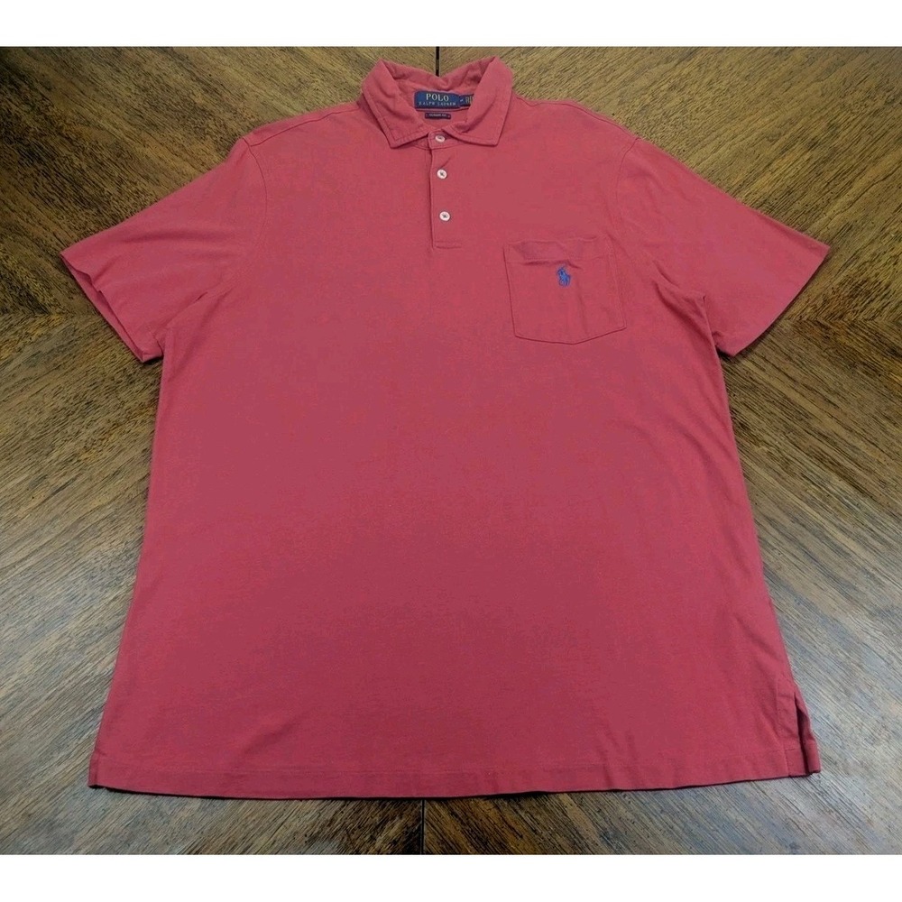 Ralph Lauren Polo Shirt Mens Medium Classic Fit Red Short Sleeve‎